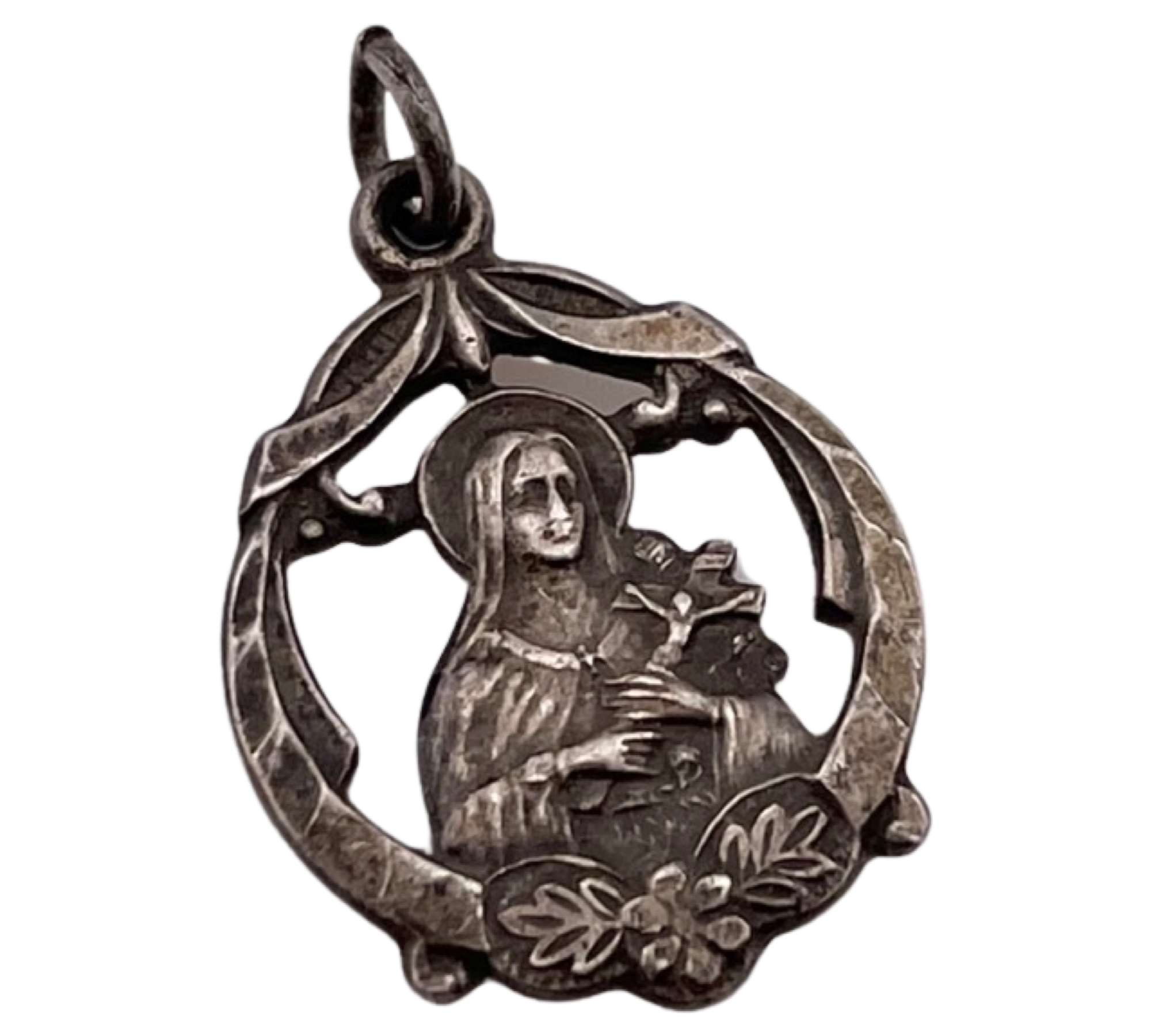 sterling silver religious St Therese pendant