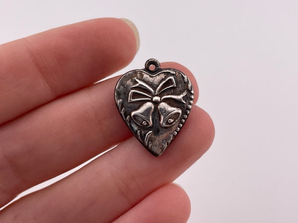 sterling silver heart bells pendant