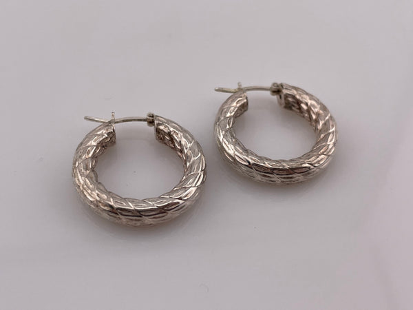 sterling silver 1" etched tube hoop earrings