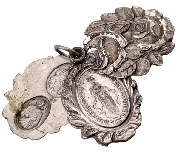 sterling silver religious flower slide pendant