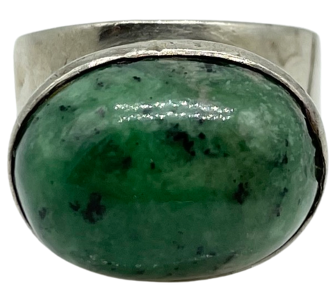 size 6.5 sterling silver artist signed aventurine(?) ring